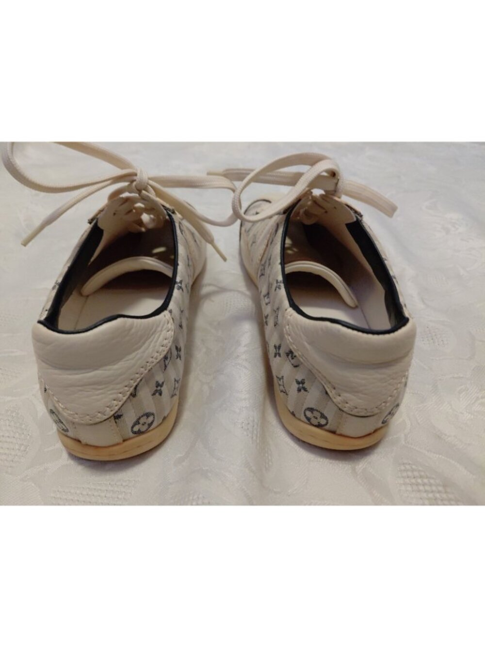 Louis Vuitton Sneakers Monogram Canvas & Leather Striped Ivory 36.5 - Picture 3 of 16